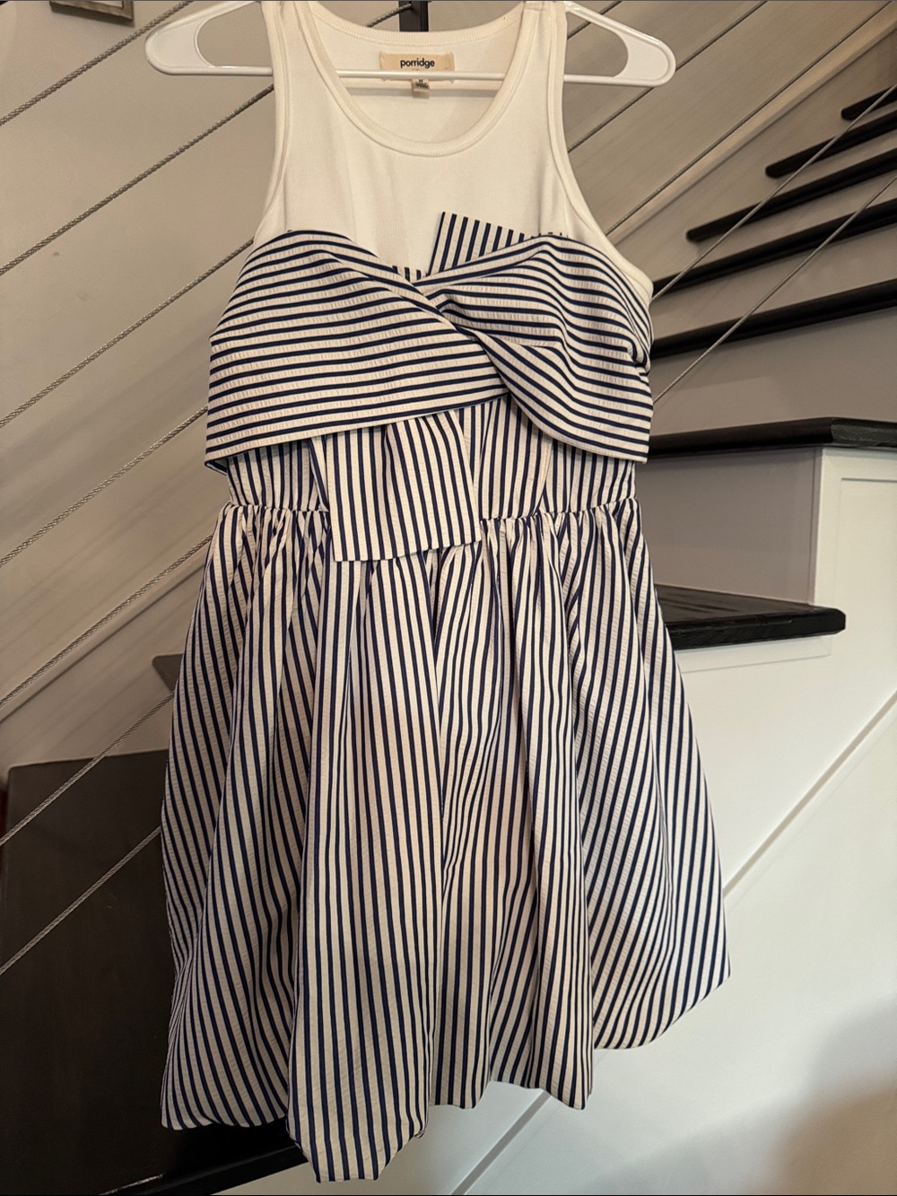 Porridge White & Navy Striped Mini Dress